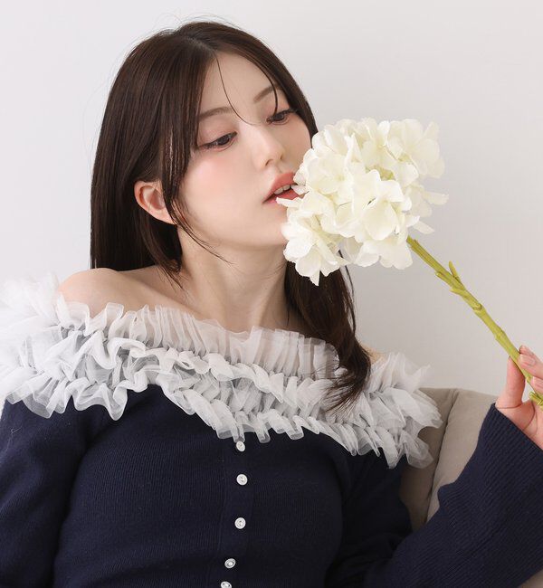  「チュールフリルオフショルニット」|ニット・セーター|