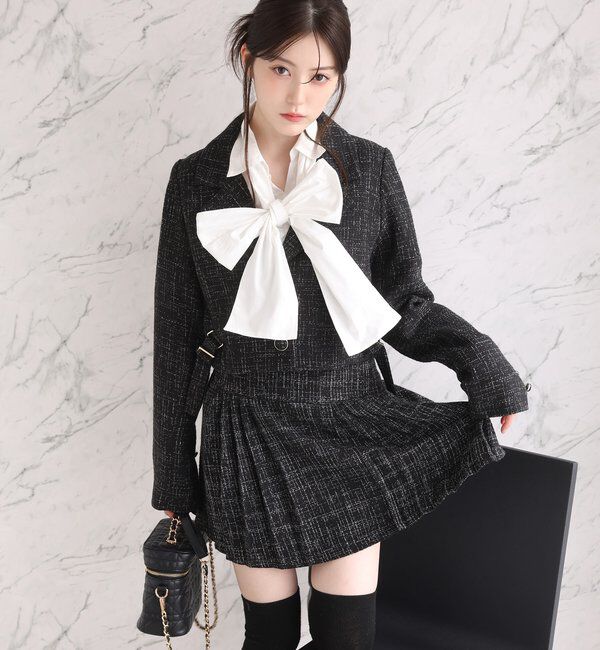  「【SMサイズ展開あり】ツイードプリーツミニスカート」|スカート|