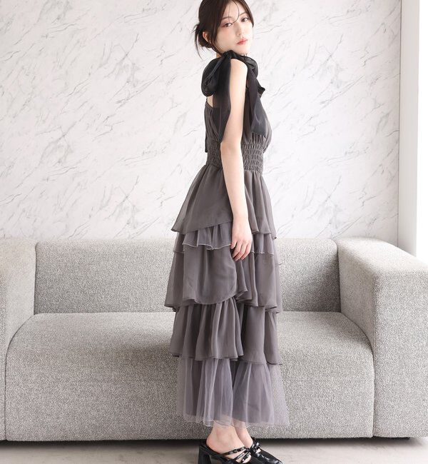 「肩リボンティアードキャミワンピ」|ワンピース|