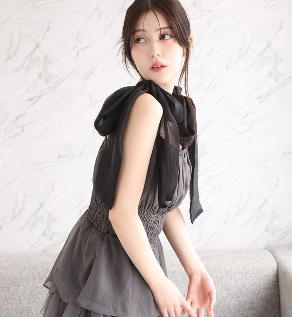  「肩リボンティアードキャミワンピ」|ワンピース|