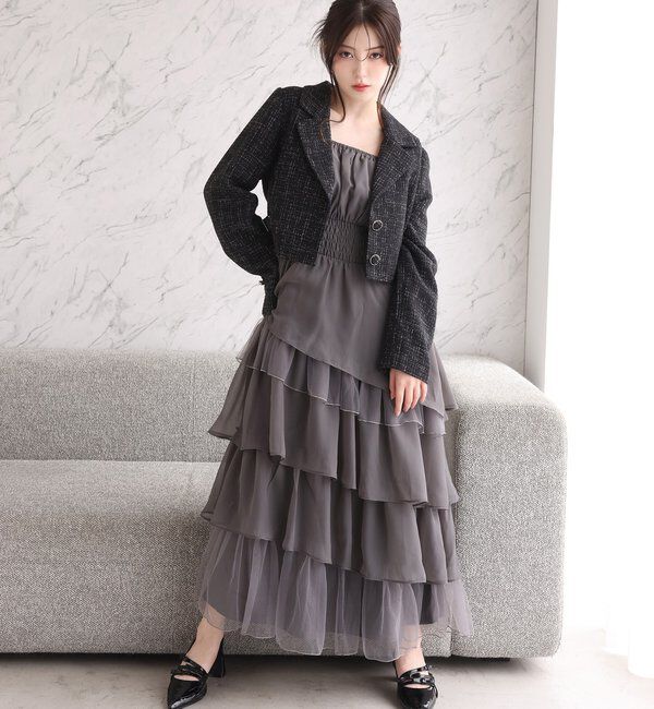  「肩リボンティアードキャミワンピ」|ワンピース|