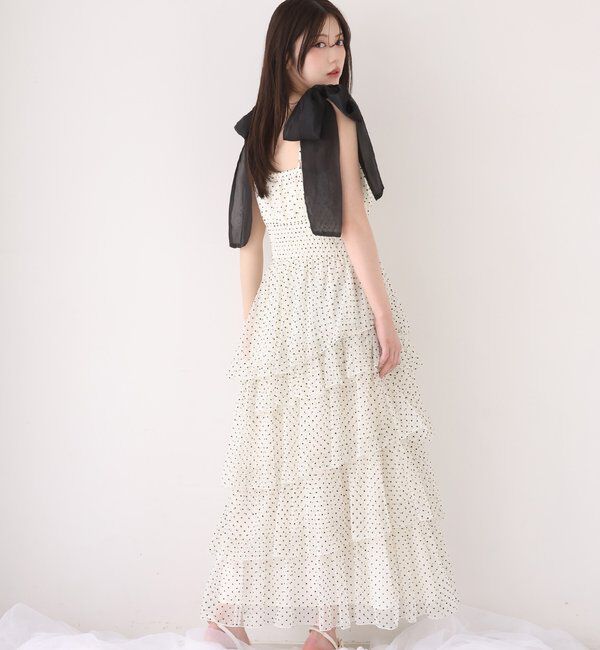  「肩リボンティアードキャミワンピ」|ワンピース|