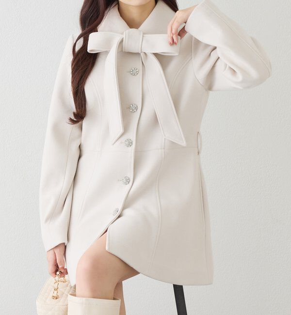  「【SＭサイズあり】リボン取り外し可能ミドルコート」|その他|