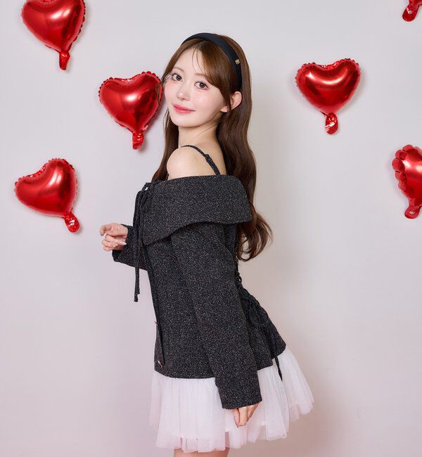  「ハートボタン切替ミニワンピース」|ワンピース|