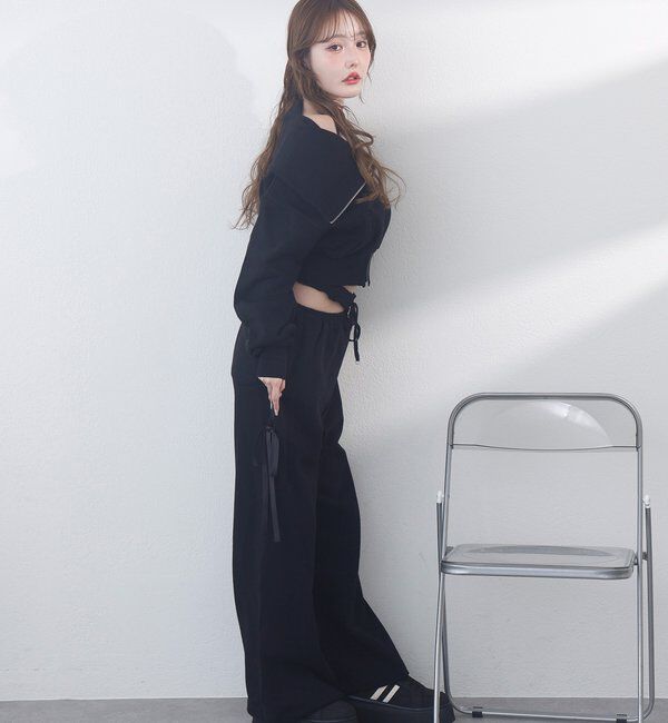  「【セットアップ可能】サイドカットレースアップスウェットパンツ」|その他|