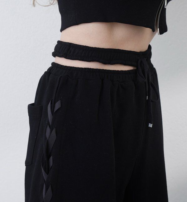  「【セットアップ可能】サイドカットレースアップスウェットパンツ」|その他|