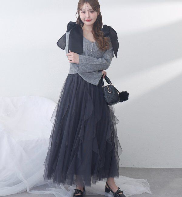  「チュールフリルロングスカート」|スカート|