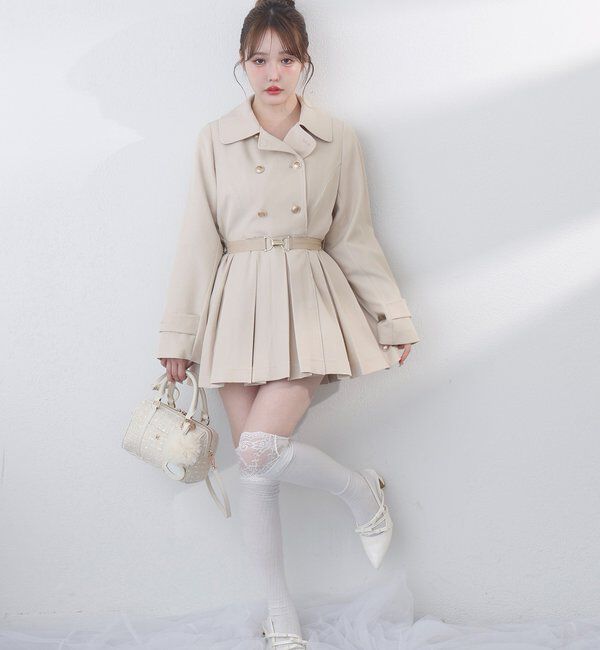  「【SMサイズ展開あり】ウエストベルトプリーツミニトレンチ」|その他|