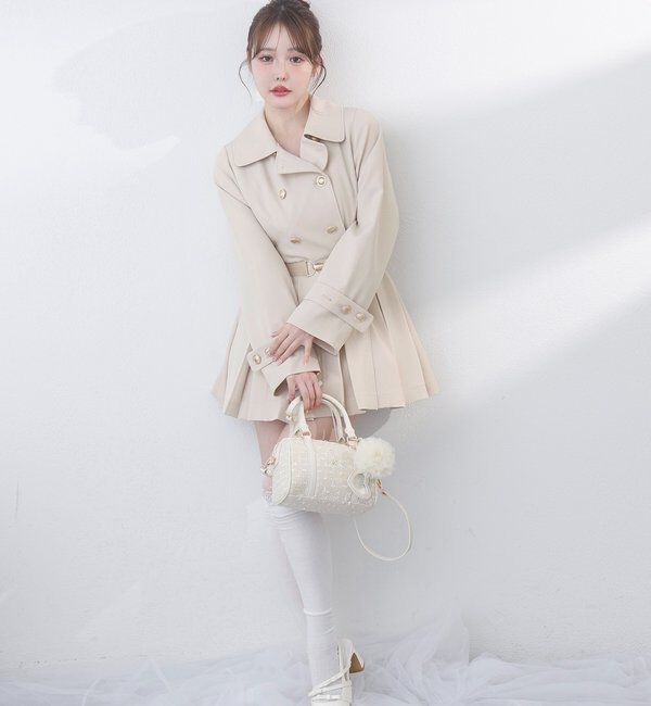  「【SMサイズ展開あり】ウエストベルトプリーツミニトレンチ」|その他|