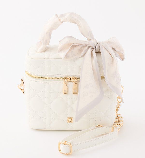 「ギャザーリボンハンドルバニティバッグ」|ショルダー・メッセンジャー|アイボリー