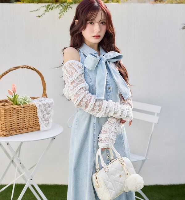  「【Denim Collection】ボレロセットサイドカットロングワンピ」|ワンピース|