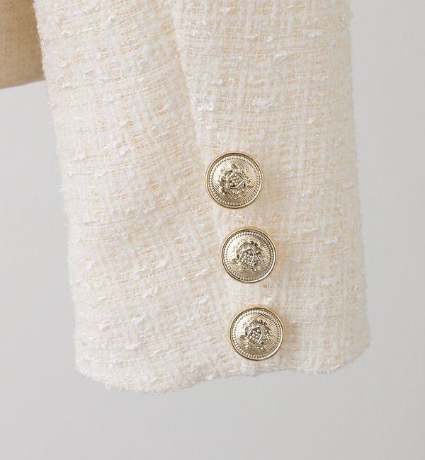  「ノーカラーツイードジャケット」|ダウンベスト・ベスト|