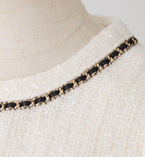  「ノーカラーツイードジャケット」|ダウンベスト・ベスト|