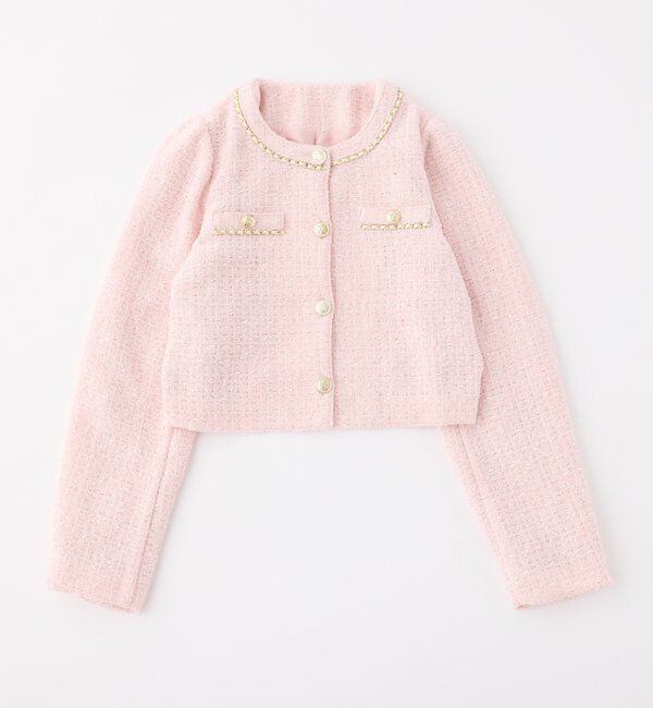  「ノーカラーツイードジャケット」|ダウンベスト・ベスト|