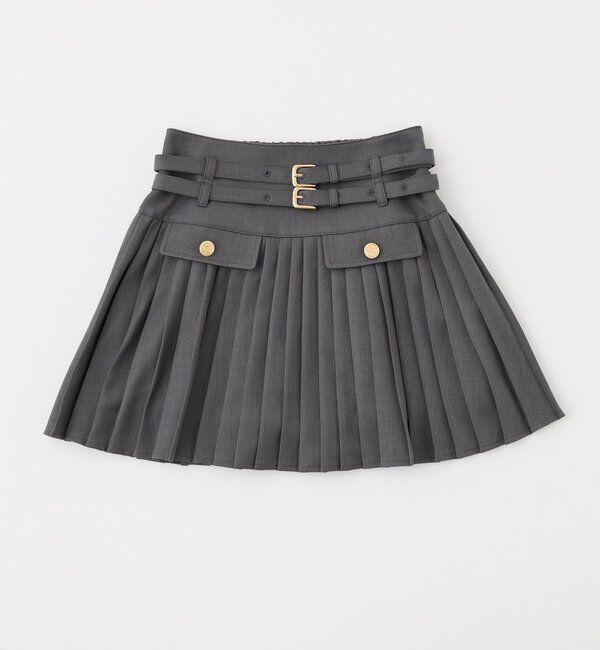 「【SMサイズ展開あり】ダブルベルト付きプリーツミニスカ－ト」|スカート|