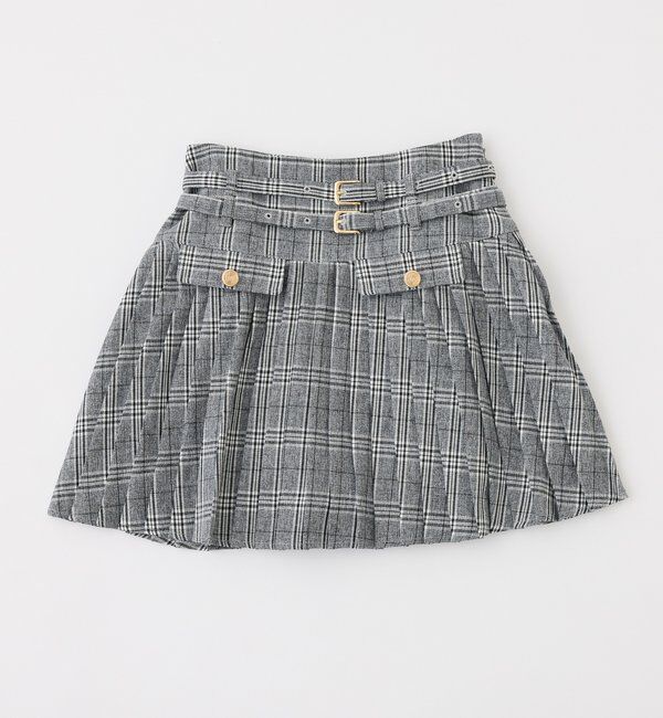  「【SMサイズ展開あり】ダブルベルト付きプリーツミニスカ－ト」|スカート|