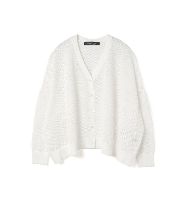 mizuiro ind「mizuiro ind シアーパターンVネックカーディガン」|カーディガン|オフホワイト