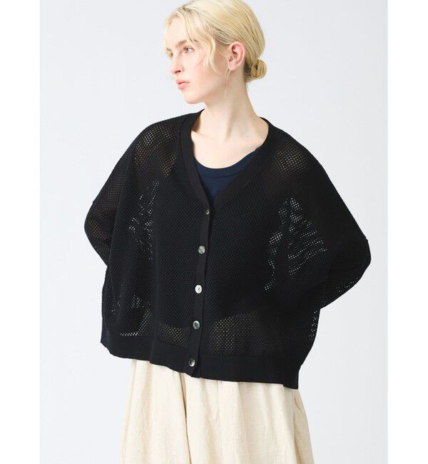 mizuiro ind「mizuiro ind シアーパターンVネックカーディガン」|カーディガン|
