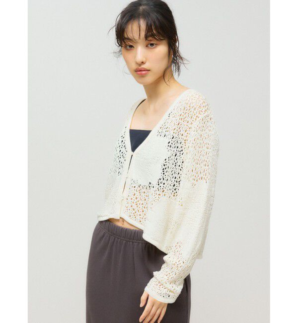 MIDIUMISOLID「MIDIUMISOLID for Ladies レースメッシュカーディガン」|ニット・セーター|