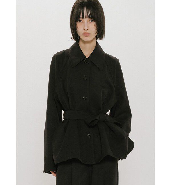 MIDIUMISOLID「MIDIUMISOLID for Ladies ステンカラーシャツジャケット」|シャツ・ブラウス|ブラック