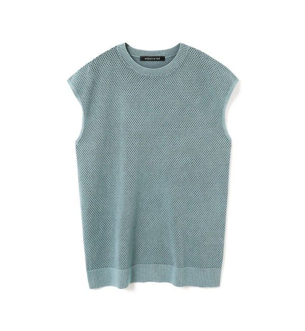 mizuiro ind「mizuiro ind ストーンウォッシュメッシュロングベスト」|ベスト・ジレ|サックス