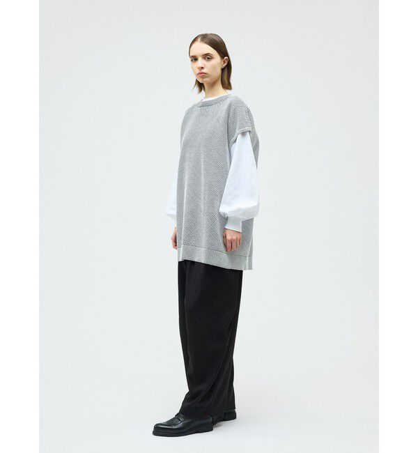 mizuiro ind「mizuiro ind ストーンウォッシュメッシュロングベスト」|ベスト・ジレ|