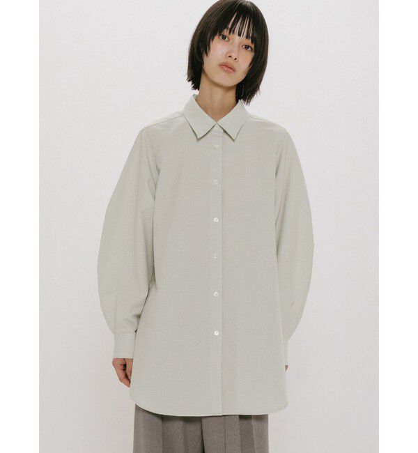 MIDIUMISOLID「MIDIUMISOLID for Ladies ボリュームスリーブシャツチュニック」|シャツ・ブラウス|グレージュ