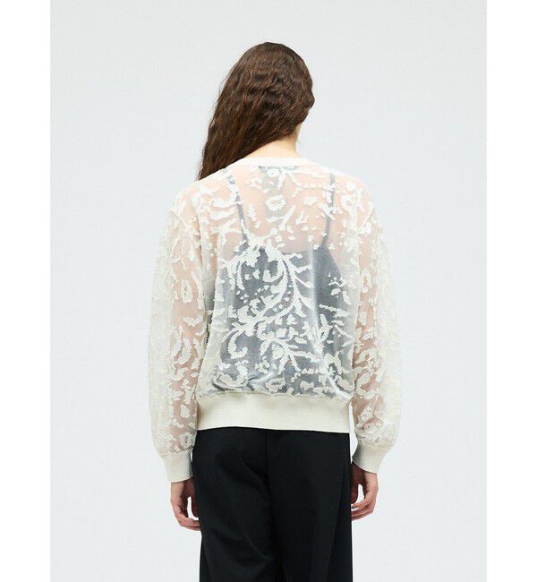 mizuiro ind「mizuiro ind メッシュ刺繍クルーカーディガン」|カーディガン|