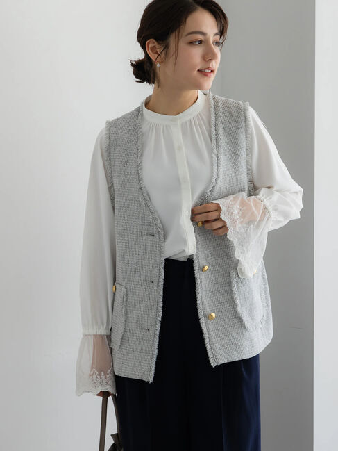 Te chichi「【セレモニーアイテム】ツイードVネックジレ」|ダウンベスト・ベスト|