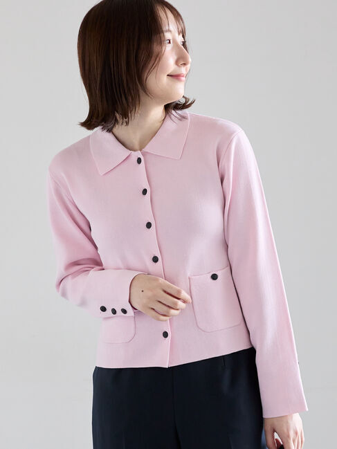 Te chichi「総針衿付きジャケットカーディガン《2026 spring catalog item》」|カーディガン|ピンク