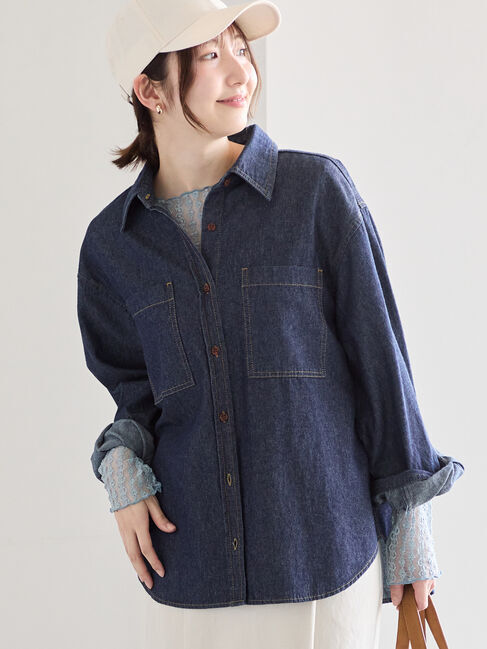 Te chichi「デニムシャツ」|シャツ・ブラウス|ネイビー
