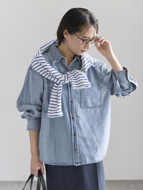 Te chichi「デニムシャツ」|シャツ・ブラウス|サックスブルー