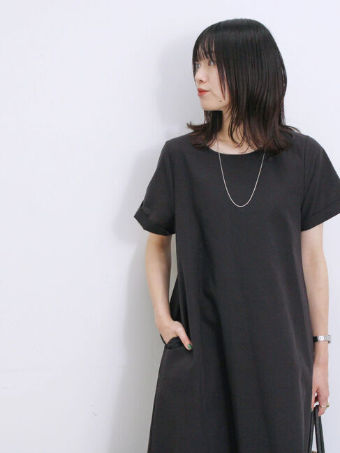 Samansa Mos2 blue「【イージーケア】リネン混マキシフレアワンピース」|ワンピース|