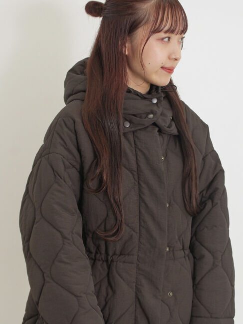 Samansa Mos2「バラクラバ付ウエストドロストキルトコート」|その他|