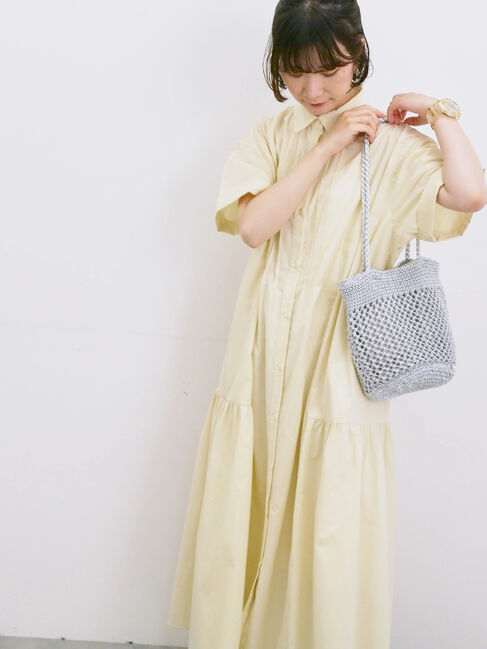 Samansa Mos2 blue「◎サイドギャザーシャツワンピース」|ワンピース|