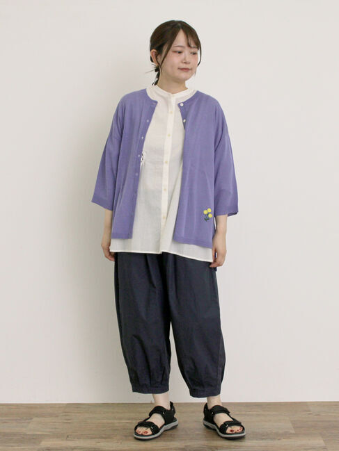 Samansa Mos2「[接触冷感]花刺繍七分袖クルーネックカーディガン」|カーディガン|