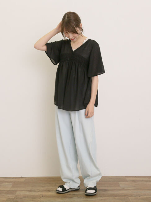 Samansa Mos2「◎2WAYシャーリングチュニック」|シャツ・ブラウス|