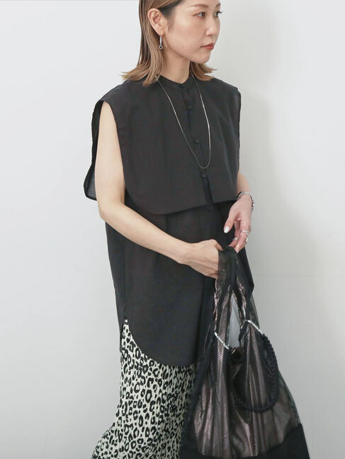 Samansa Mos2 blue「ケープブラウス」|シャツ・ブラウス|