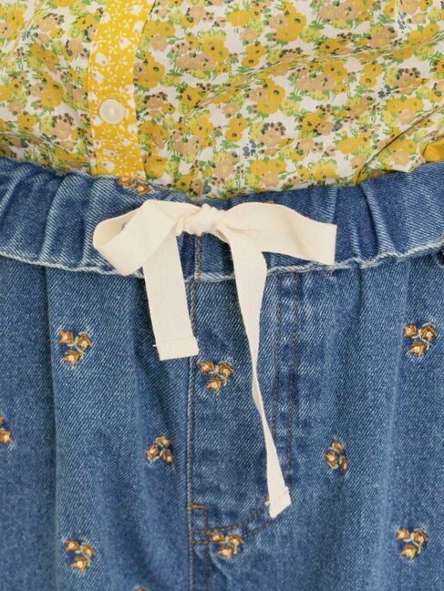 Samansa Mos2「【S/M/Lサイズ】刺繍デニム/ヒッコリーカーブパンツ」|その他|