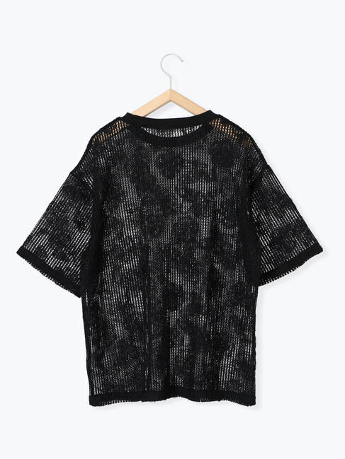 Samansa Mos2 blue「チュールフラワーコードTシャツ」|Tシャツ・カットソー|