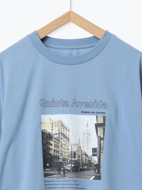 Samansa Mos2 blue「布帛切替ドルマンTシャツ」|Tシャツ・カットソー|