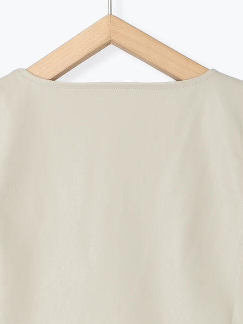 Samansa Mos2 blue「フェイクレザーペプラムベスト」|ダウンベスト・ベスト|