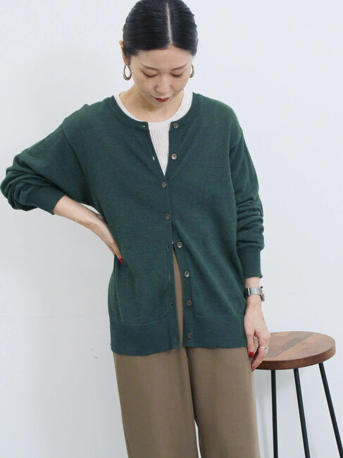 Samansa Mos2 blue「マルチスタイル前後2wayクルーネックカーディガン」|カーディガン|