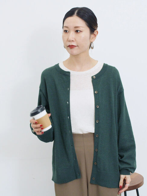 Samansa Mos2 blue「マルチスタイル前後2wayクルーネックカーディガン」|カーディガン|