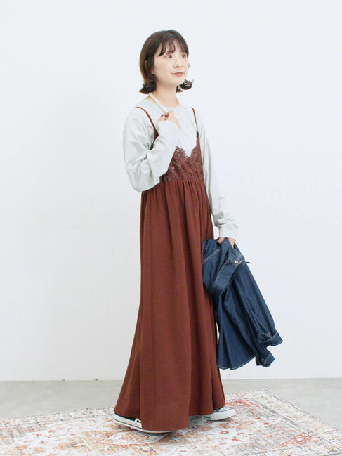 Samansa Mos2 blue「胸レースキャミワンピース」|ワンピース|ブラウン