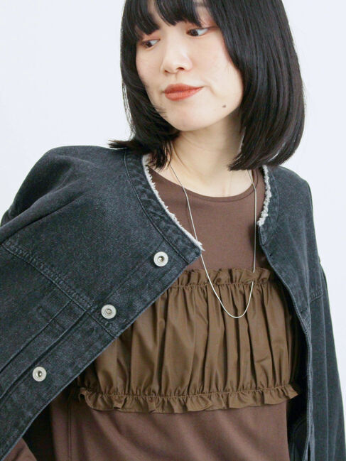 Samansa Mos2 blue「ビスチェドッキングカットソー」|Tシャツ・カットソー|