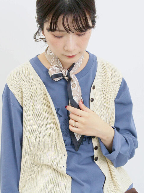Samansa Mos2 blue「バンダナ付きニットベスト」|ニット・セーター|
