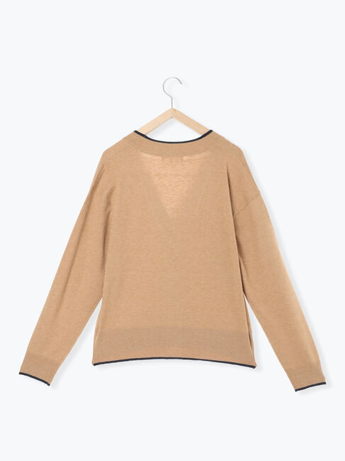 Samansa Mos2 blue「◎ラインニットカーディガン」|カーディガン|