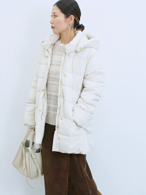 Samansa Mos2 blue「スタイルアップパデットコート」|その他|