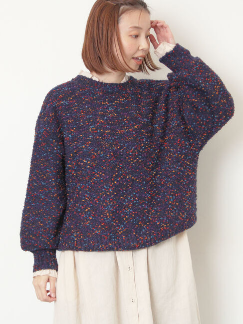 Samansa Mos2「ぽこぽこヤーン前後2WAYニット」|ニット・セーター|ネイビー